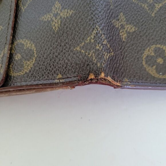 LOUIS VUITTON LV Vintage 1995 Monogram Leather Wallet Brown Medium Trifold Elise - Picture 11 of 13